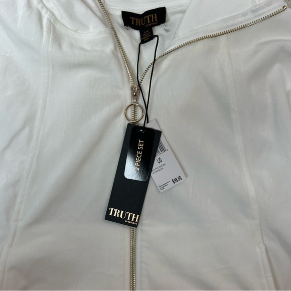 Truth by Republic 2-PC Ivory Lounge Pants & Jogger Hoodie Jacket Women Large - Picture 9 of 15